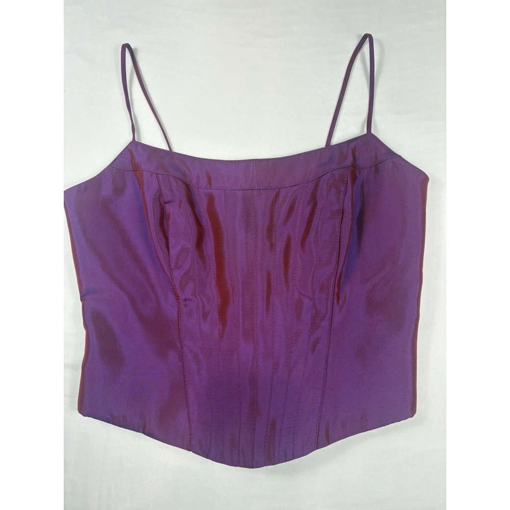 Vintage Cache Fuchsia Corset Top Lace Up Back Spaghetti Strap - Sz 8